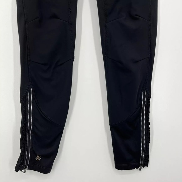 Athleta Leggings Women's Size S Black Elastic Waist Logo Skinny Ankle Zip - Picture 3 of 10
